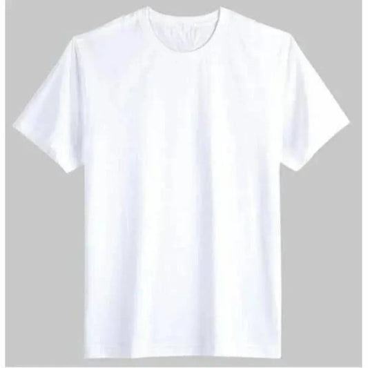 white plain basic round neck